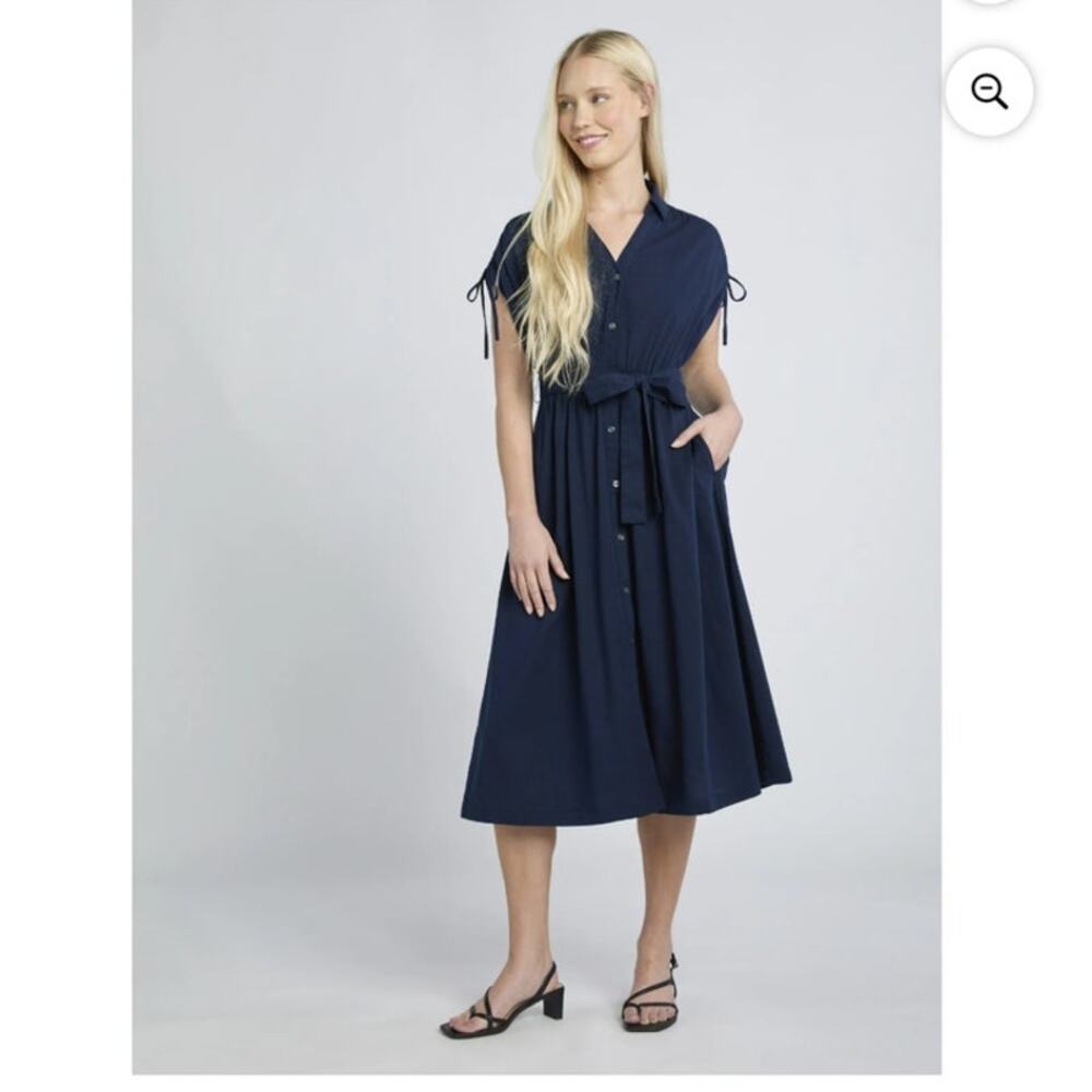 Time and Tru Women'sβ Plus Midi Shirtdress, Sizes XXXL (22) Dark Navy NWT